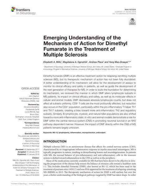 (PDF) Emerging Understanding of the Mechanism of Action for Dimethyl ...