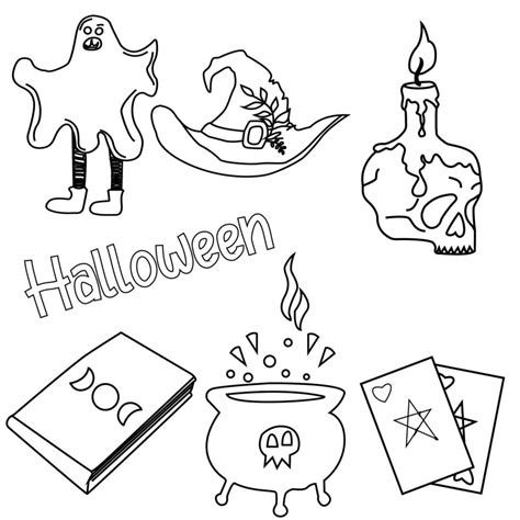 Cute Halloween doodles, Traditional and popular symbols - carved ...