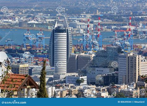 Port of Haifa editorial stock image. Image of bussines - 80649044