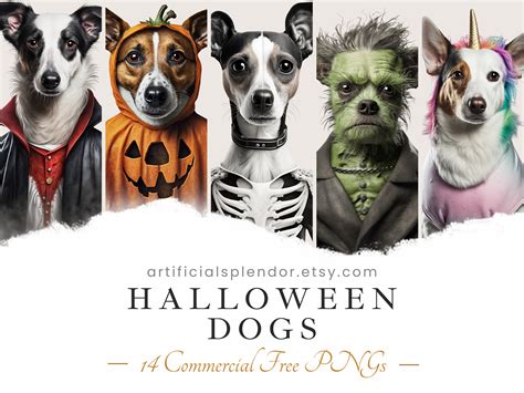 Halloween Dog Clipart Bundle, Dog Watercolor Art, Human Animal PNG ...