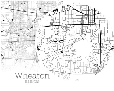 Wheaton Map INSTANT DOWNLOAD Wheaton Illinois City Map | Etsy