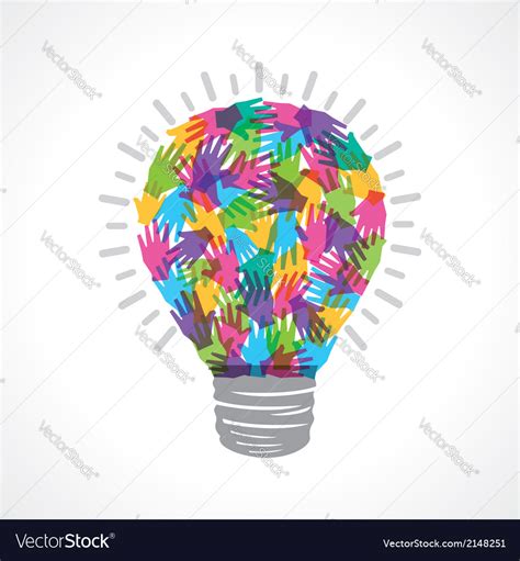 Creative light-bulb of colorful helping hand Vector Image