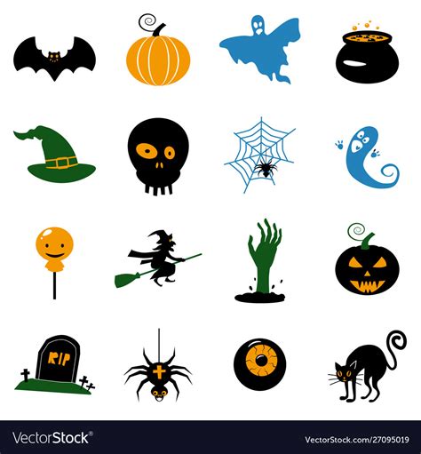 Set halloween icons and colorful Royalty Free Vector Image