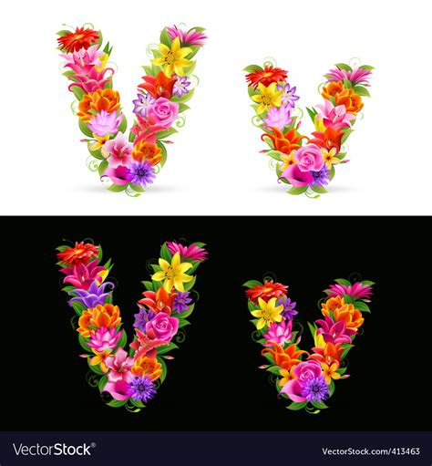 Flower font Royalty Free Vector Image - VectorStock