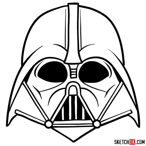 How to draw Darth Vader's mask - Sketchok easy drawing guides