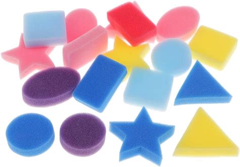 P Prettyia 18 Pieces Geometric Shapes Childrens Kids Painting Sponges for Art Craft Painting ...