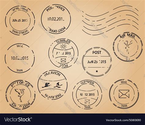 Old postage stamps - black elements Royalty Free Vector