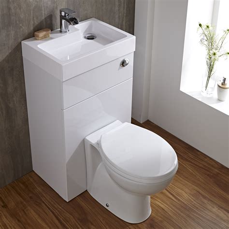 Linton Space Saving Bathroom White Combination Toilet WC & Basin Sink ...