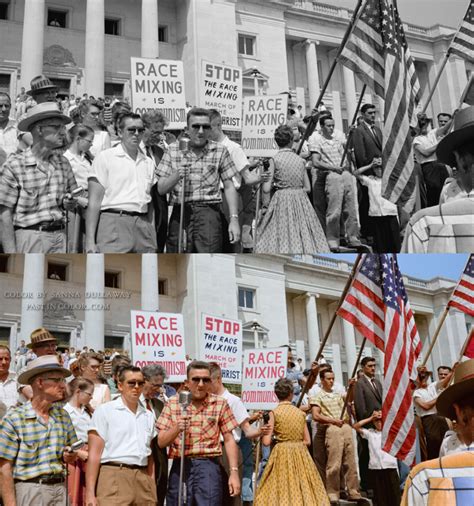 Little Rock, AR protest against the integration of 9 black students into a white school, 1959 ...