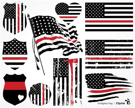 Firefighter flag svg, US flag red stripe | Cut file, Clipart, png - ClipInk