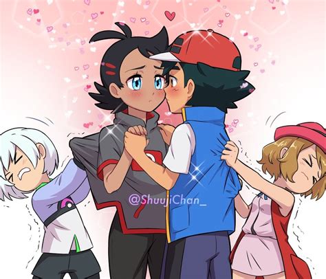 ash ketchum, serena, goh, and horace (pokemon and 3 more) drawn by sara_bon | Danbooru