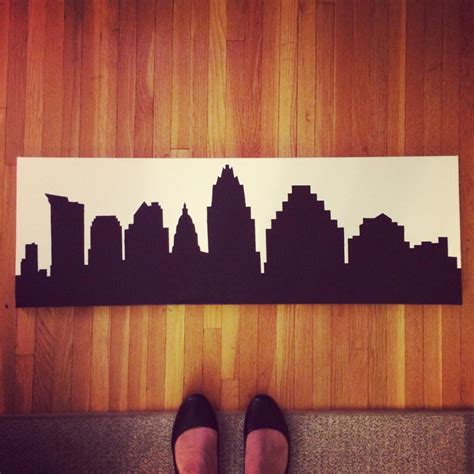 Austin TX Skyline Silhouette Painting 12 x 36 by bluebrushstudios ...