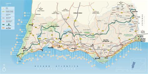 Large detailed map of Algarve with roads, cities, beaches and other marks | Algarve | Portugal ...