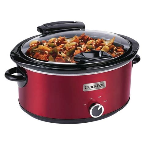 Crock-Pot SCCPVM600H-R Oval Lift & Serve Hinged Lid Slow Cooker, 6 quart, Red - Walmart.com ...