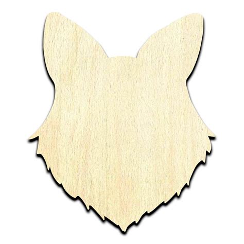 Fox Head Laser Cut Out Unfinished Wood Shape Craft Supply • Cosmic Frogs Vinyl