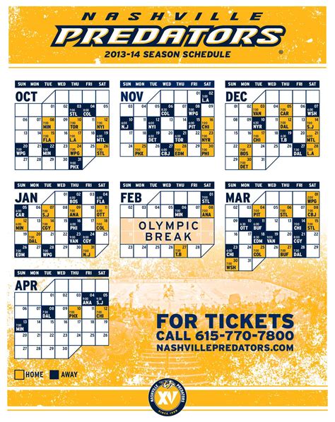 Nashville Predators Schedule - Now in an easier to read format! : Predators