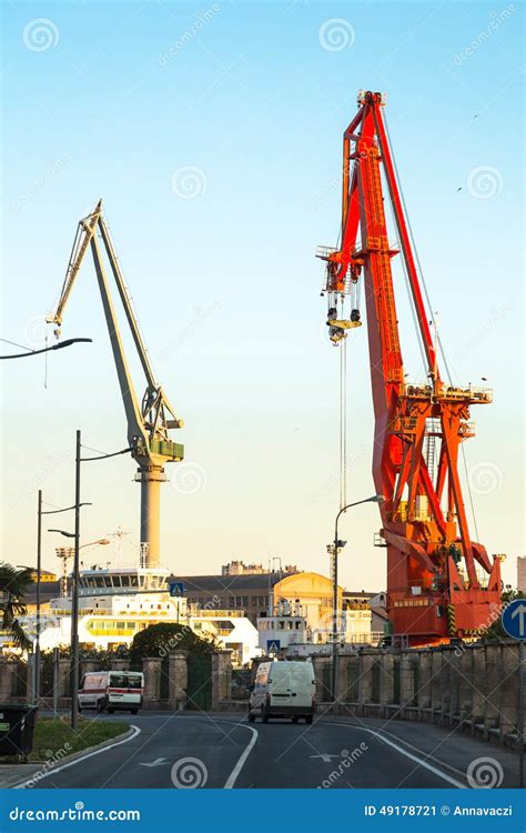 Industrial Cargo Cranes in the Dock Stock Image - Image of harbor, commercial: 49178721