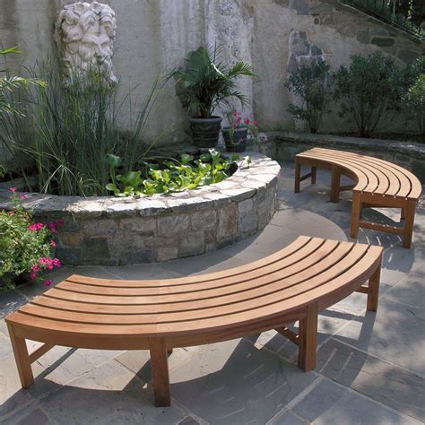 teak curved bench | Landscaping around house, Garden bench seating ...