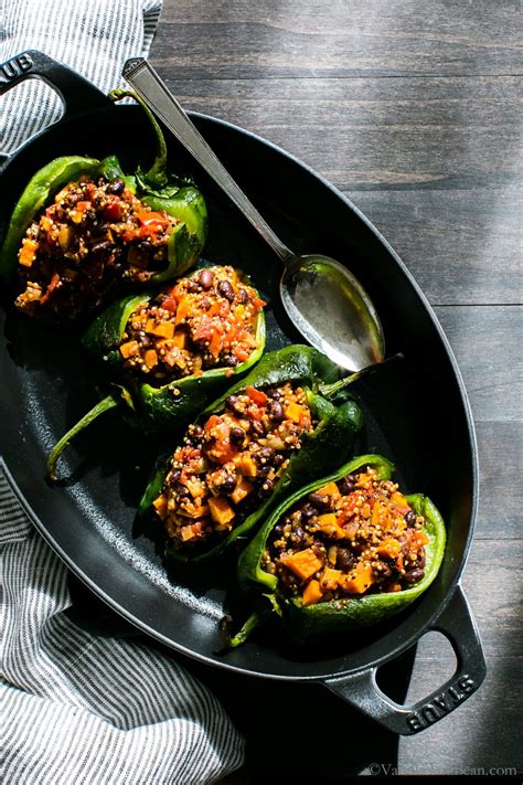 Roasted Stuffed Poblanos with Smoky Quinoa, Sweet Potatoes and Black ...