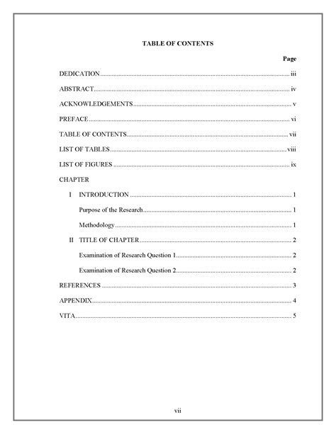 ️ Example of table of contents research paper. How to Write a Table of Contents (with Examples ...