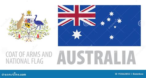 Vector Set of the Coat of Arms and National Flag of Australia Stock ...