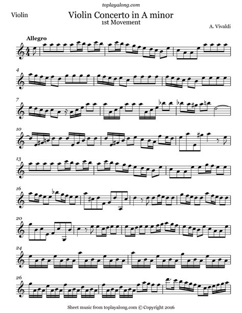 Violin Concerto in A minor (I. Allegro) – toplayalong.com