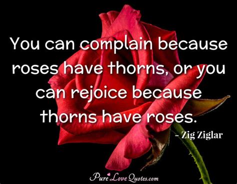 You can complain because roses have thorns, or you can rejoice because thorns... | PureLoveQuotes