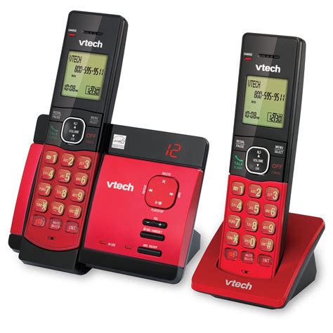 2 Handset Red Cordless Phone with Digital Answering System & Caller ID/Call Waiting | CS5129-26 ...