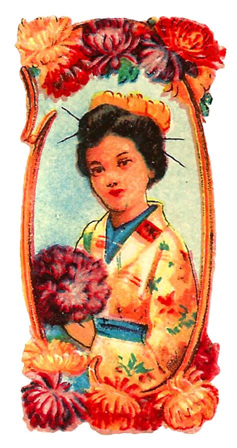 Antique Images: Japanese Women Holding Chrysanthemum Flowers Images ...