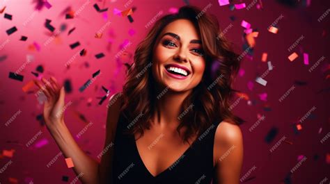 Premium AI Image | Beautiful woman with confetti background