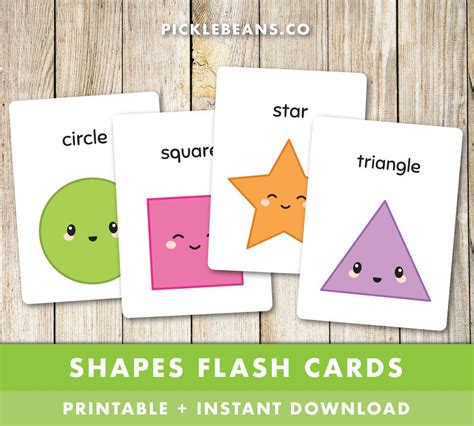 Shapes Flash Cards Preschool, Toddler, Daycare, Kids, Children, Shape ...