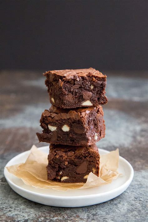 Triple Chocolate Brownies (fudge brownies)- The Little Epicurean