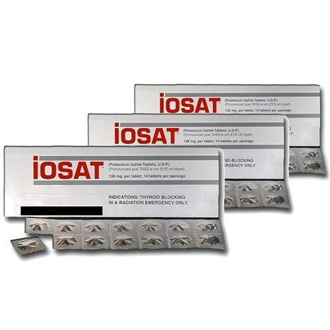 Pack of 3 - IOSAT Potassium Iodide KI Tablets 130 mg 14 Radiation Blocking Gear - Walmart.com ...