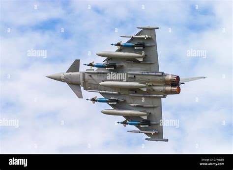 RAF Eurofighter Typhoon fighter jet plane with full weapons load ...