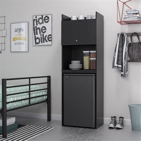 Clarkson Mini Refrigerator Storage Cabinet, Black - Walmart.com | Dorm ...