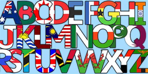 World Flag Display Lettering - letters, displays, flags, poster