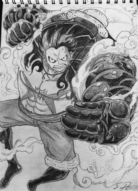 Luffy Gear 4th sketch / GOMU GOMU... : r/OnePiece