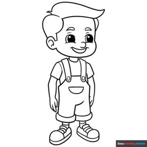 Cartoon Boy Coloring Page | Easy Drawing Guides