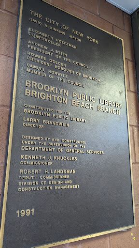 Read the Plaque - Brooklyn Public Library, Brighton Beach Branch