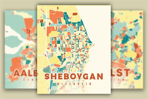 Sheboygan Wisconsin Colorful Map Graphic by Poster Boutique · Creative ...