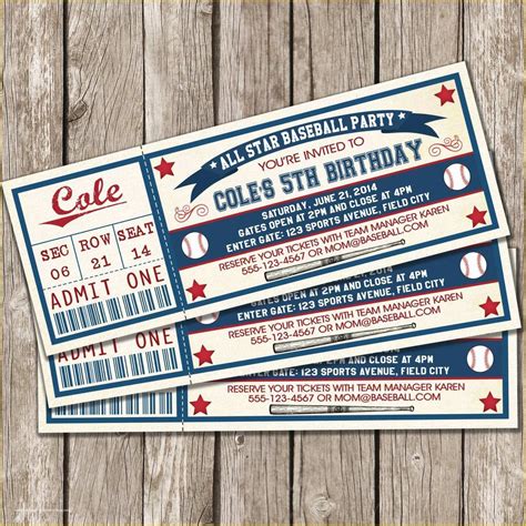 Free Baseball Ticket Template Of Baseball Ticket Invitation Template ...