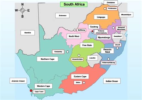 Grade 4 Geography: Map of South Africa | South africa map, Africa map, Geography for kids