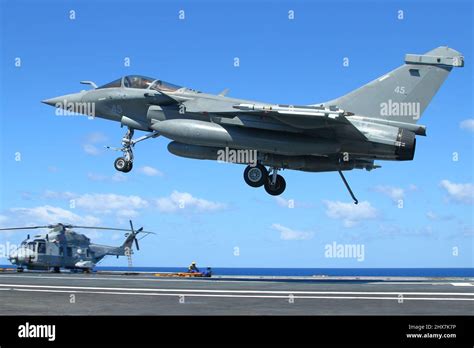 Rafale aircraft on the deck of an aircraft carrier, French Navy, FS ...