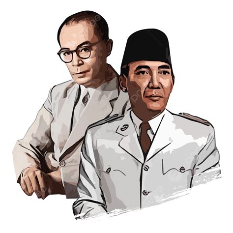 Soekarno And Hatta Indonesian National Heroes Vector, Sukarno, Hatta ...