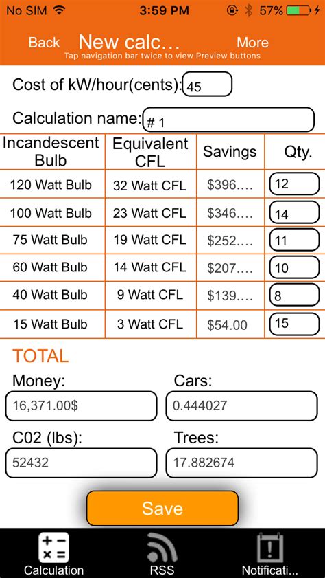 Energy Efficiency Calculations App