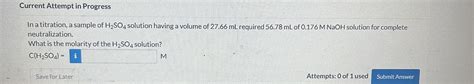 Solved In a titration, a sample of H2SO4 solution having a | Chegg.com