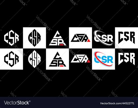 Csr letter logo design in six style polygon Vector Image