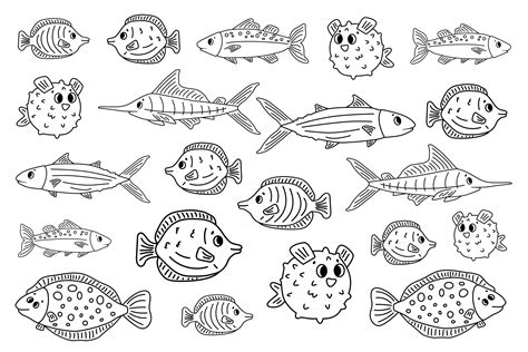 Ocean Fish Clipart Black And White