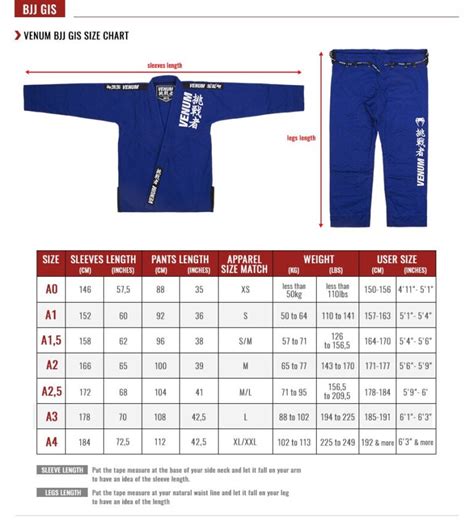 Venum Gi Size Chart - Venum Size Chart - VENUM Brand // BJJ Informer