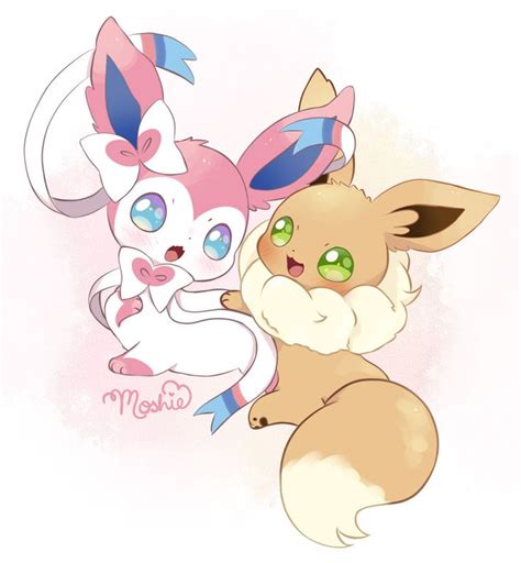 Sylveon and Eevee by iMoshie | Cute pokemon wallpaper, Cute pokemon ...